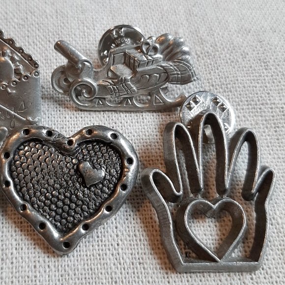 Vintage Pewter Brooch Pin Lot LCD Ann Clarke for Teacher Cottage Core - Picture 3 of 13